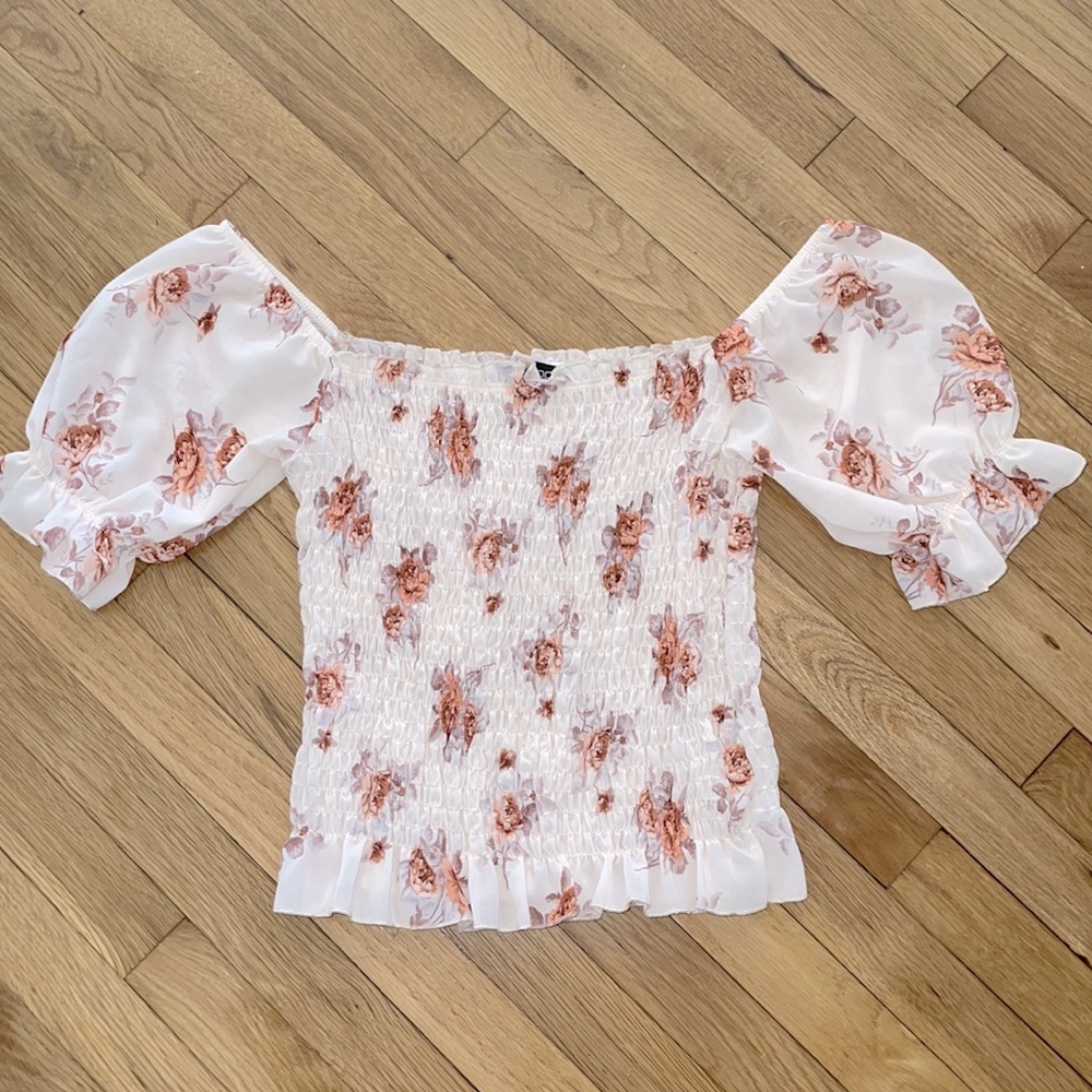 Boohoo off the shoulder floral top